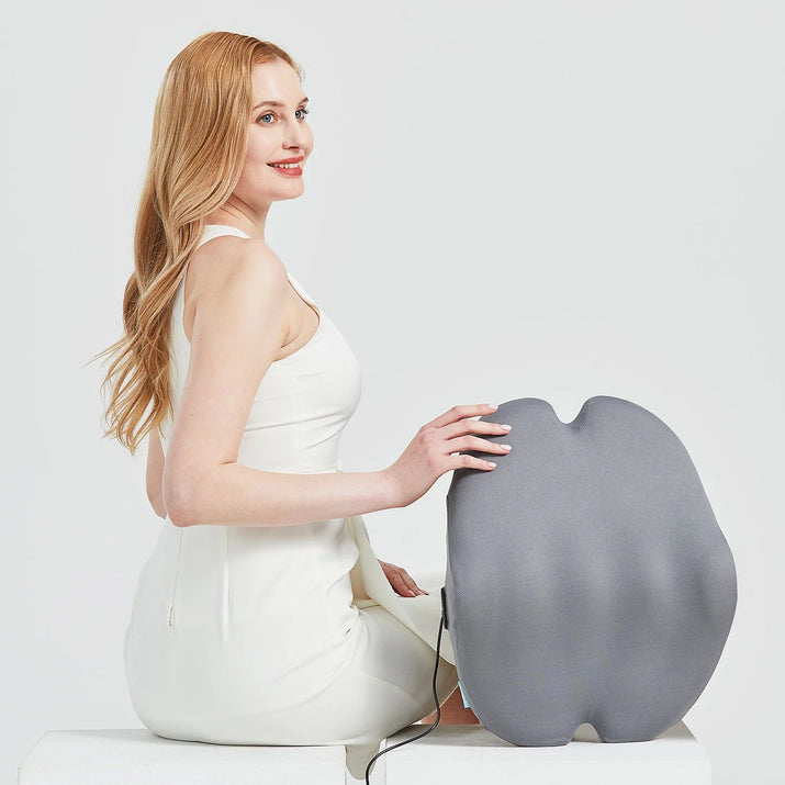 Vibrating Lumbar Support Pillow for Office Chair and Car Couch Sleeping Bed Recliner Plane, Perfectly Balanced Memory Foam with Vibrating Motors for Back Pain Relief